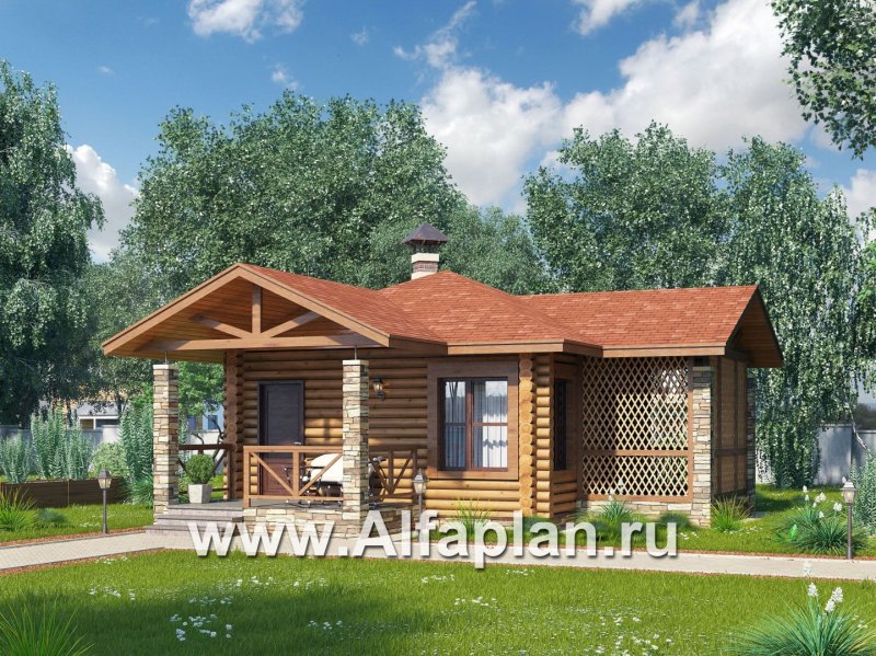 Угловая баня с террасой