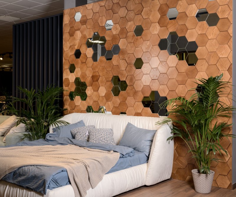 Деревянные стеновые панели 3d hexagon