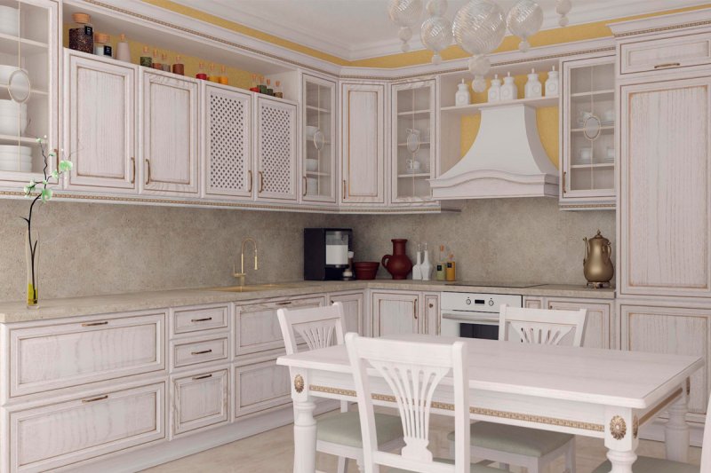 Белая кухня в классическом стиле