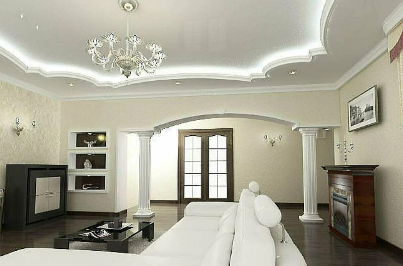 Потолки из гипсокартона для гостиной