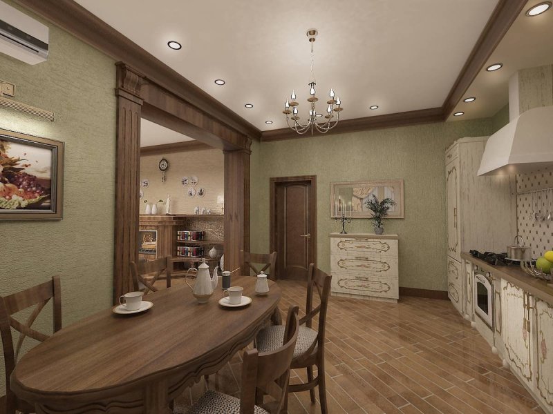 Кухня гостиная кантри