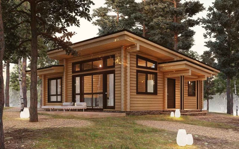 Баня из клееного бруса проекты с односкатной крышей