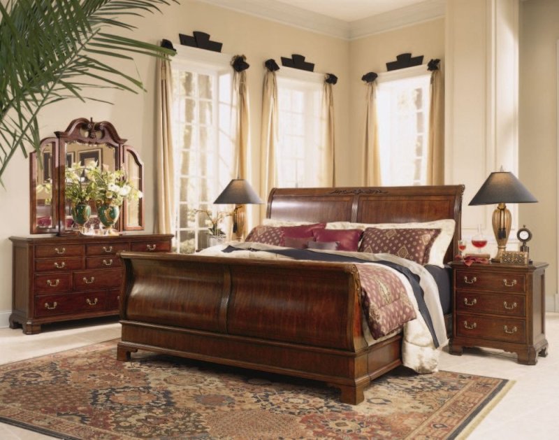 Кровать sleigh bed american drew bob mackie