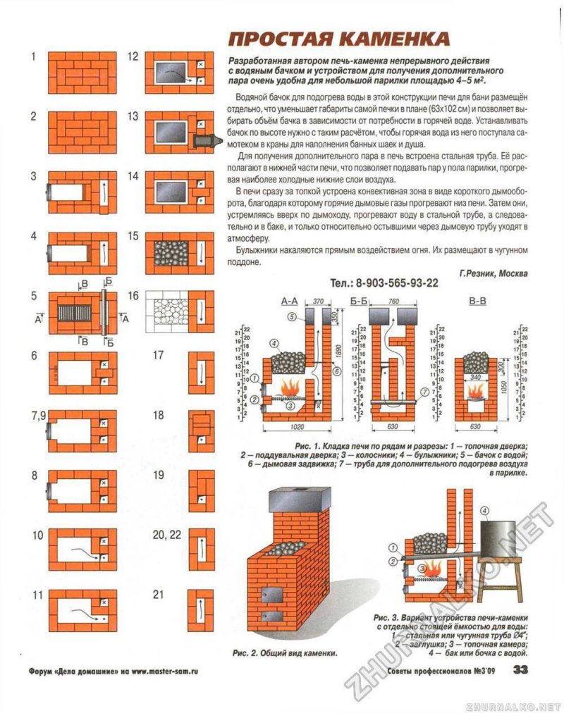 Банная печь схемы из кирпича с баком