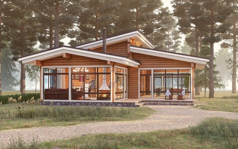 Баня из клееного бруса проекты с односкатной крышей