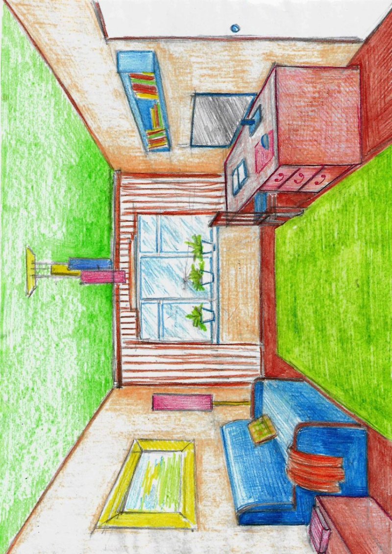 Рисование интерьера комнаты
