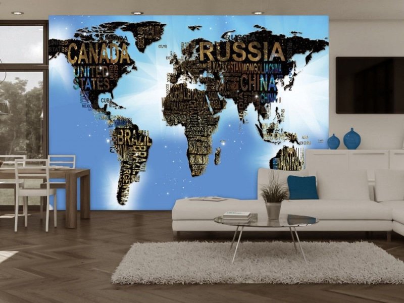 Карта мира в интерьере