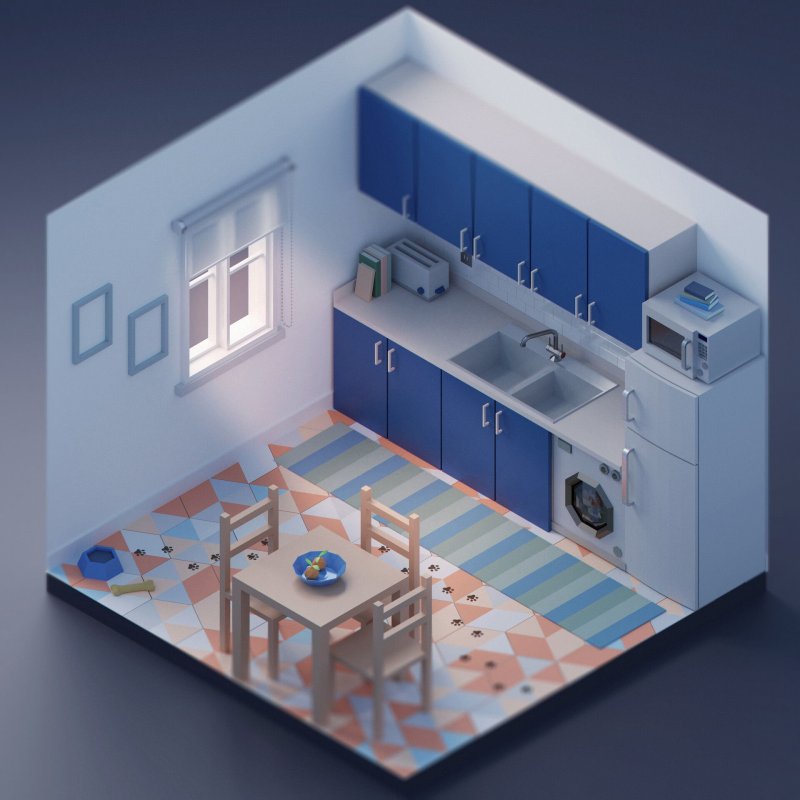 Low poly 3d интерьер