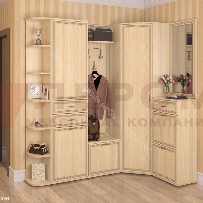 Угловая прихожая светлая