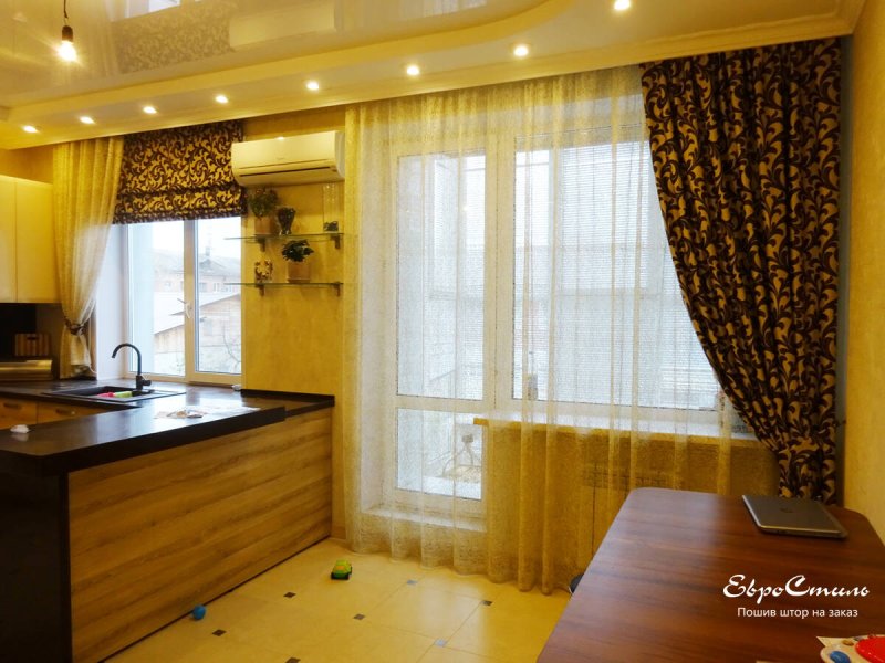 Дизайн штор для кухни гостиной