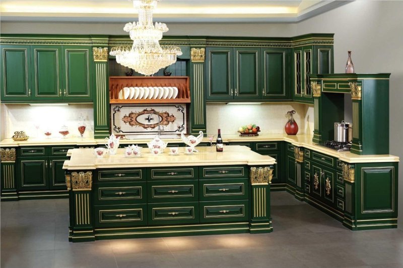 Темно зеленая кухня
