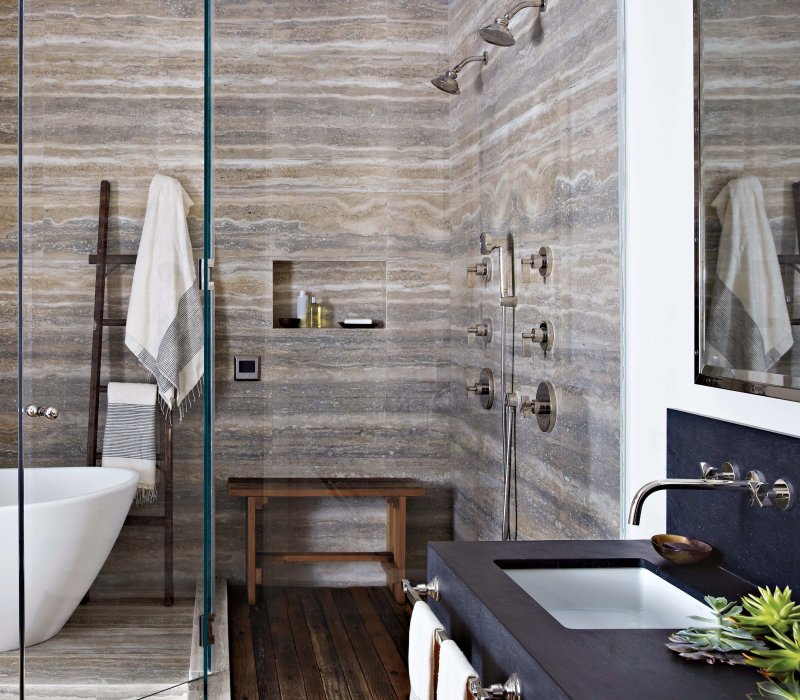 Travertine silver interior