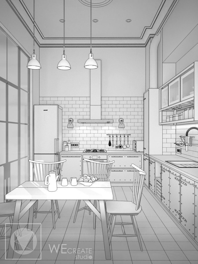 Интерьер кухни рисунок