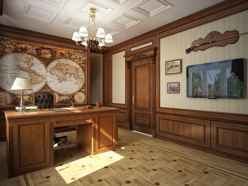 Интерьер кабинета в частном доме