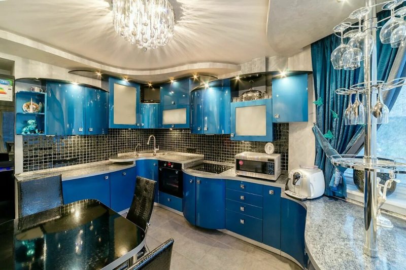 Кухни синего цвета