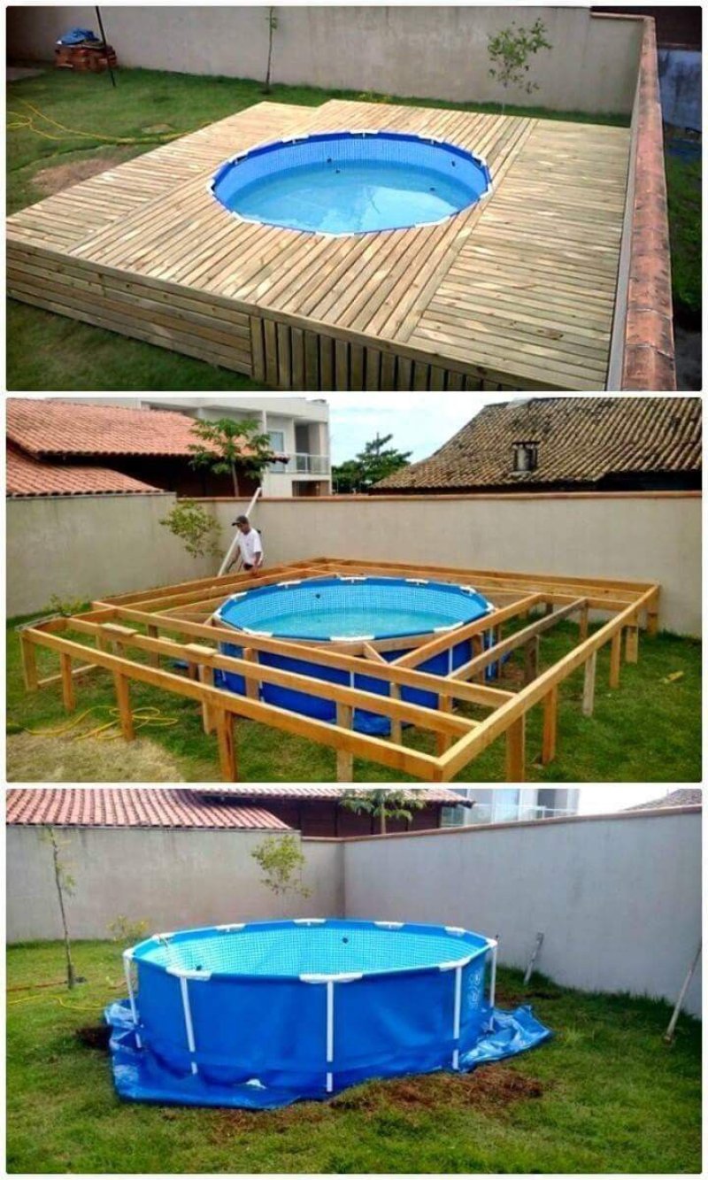 Круглый бассейн на даче
