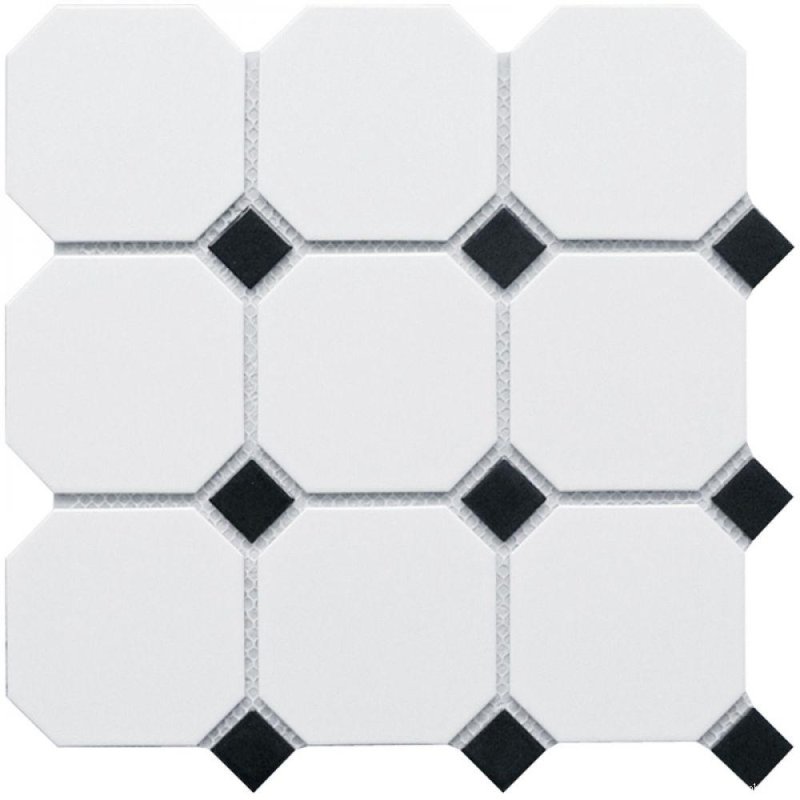 Кер мозаика octagon big whiteblack matt gtpl61466cla006 300х300х6