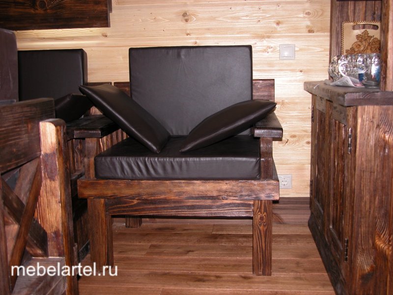 Деревянная мебель для бани в комнату отдыха