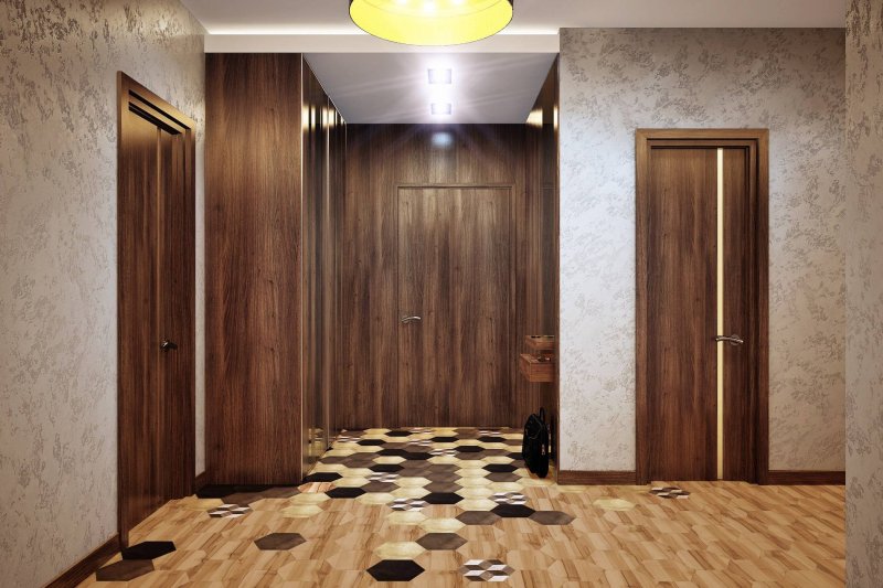 Ламинат и плитка в прихожей