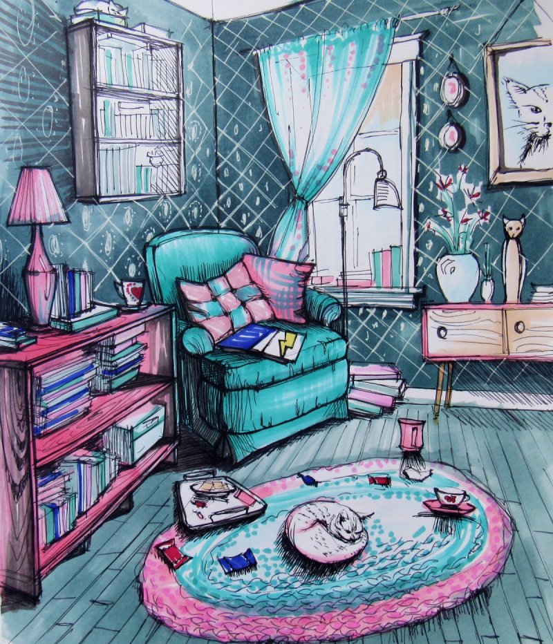 Интерьер рисунки
