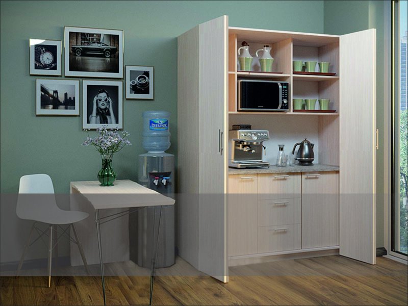 Мини кухня для офиса с мойкой