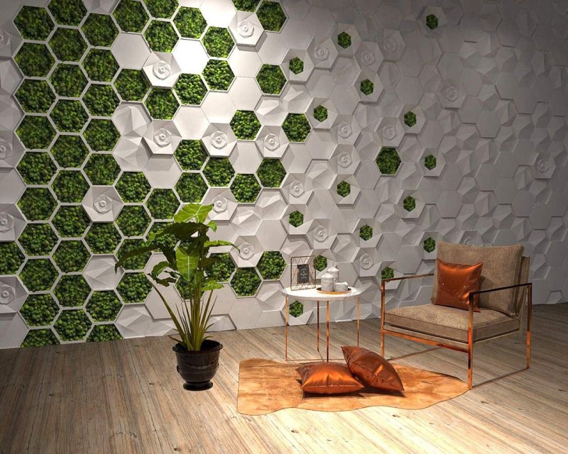 Гипсовые стеновые панели соты hexagon