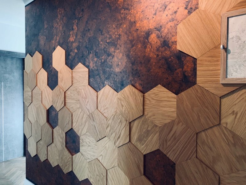 Деревянные стеновые панели 3d hexagon