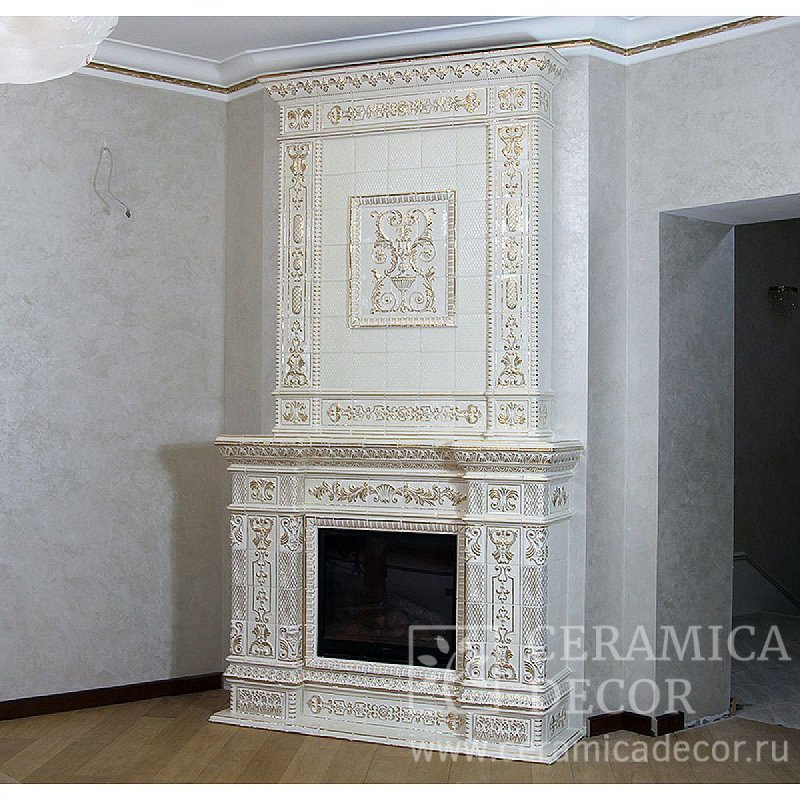 Отделка камина плиткой керама марацци