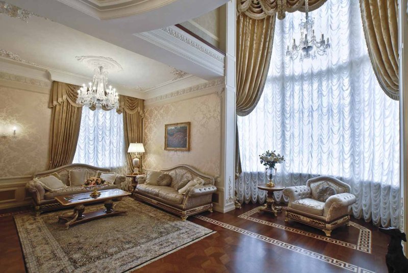 Красивые шторы в гостиную в стиле современная классика