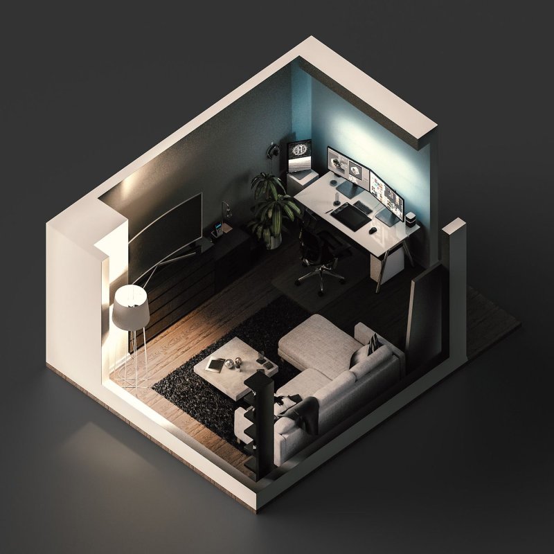 3d isometric room гейминг