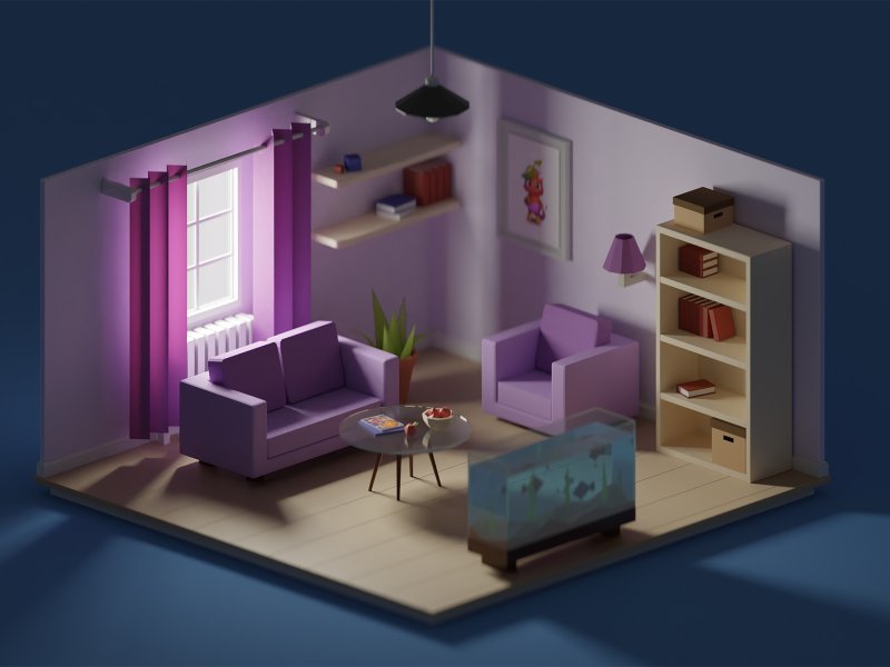 Low poly 3d интерьер