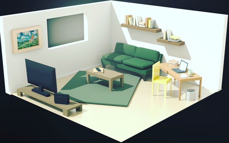Комната 3d low poly