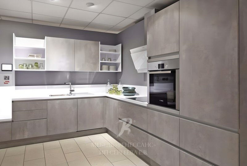 Серая кухня в современном стиле