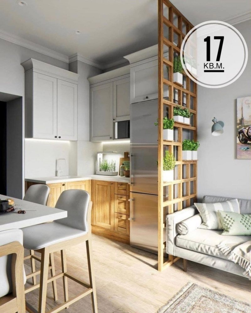 Кухнягостиная сканди 20 квм