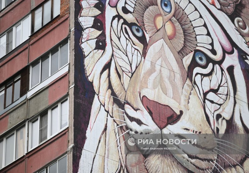 Мурал владивосток тигр