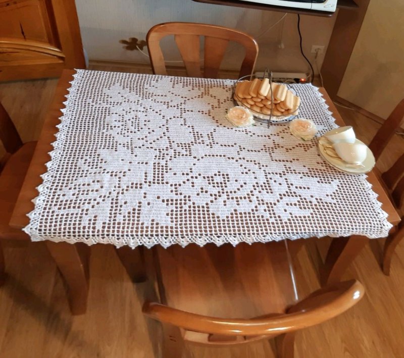 Прямоугольная скатерть крючком