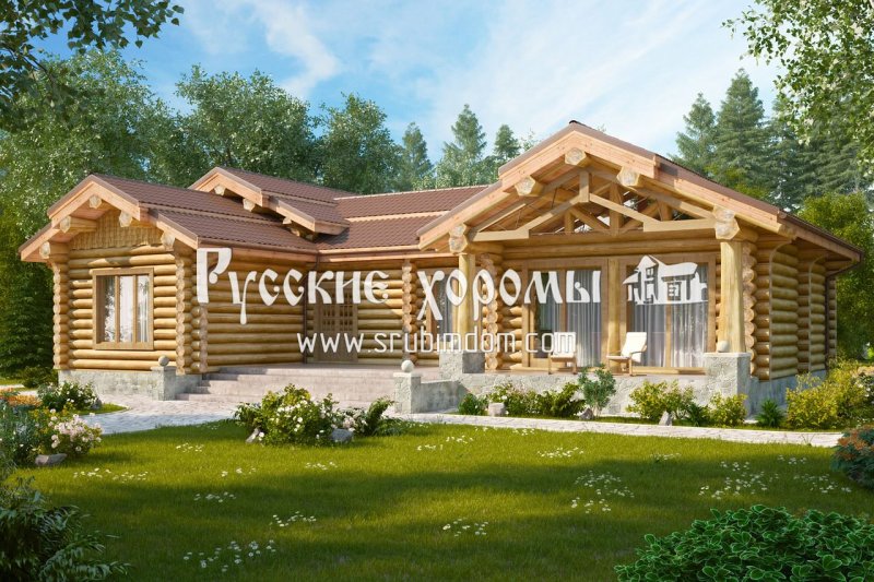 Одноэтажные дома из бревна