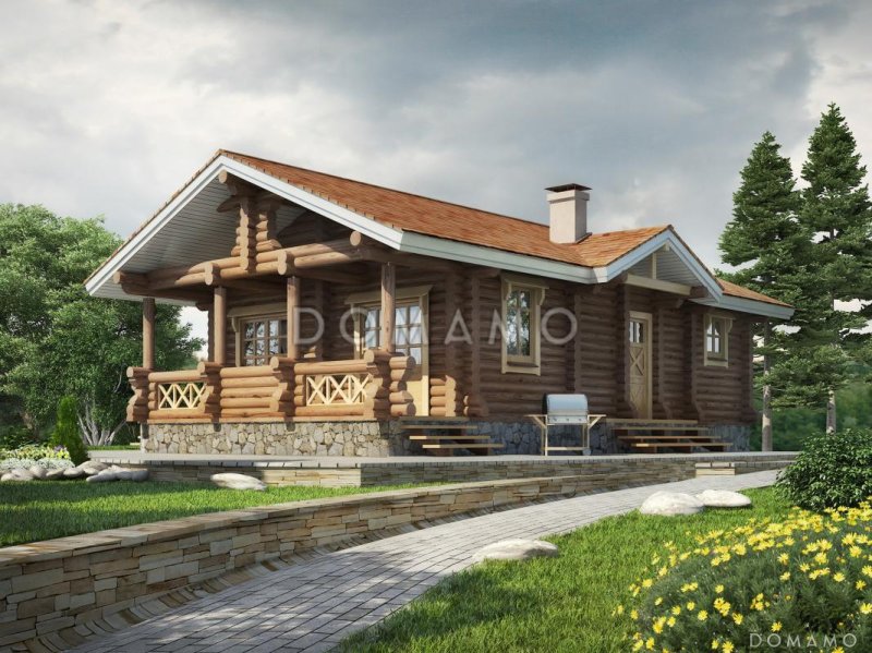Дом-шале оцилиндрованного бревна дом шале