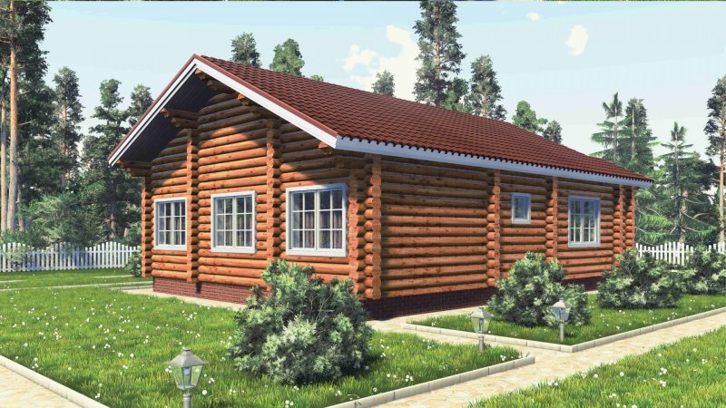 Дом из оцилиндрованного бревна одноэтажный