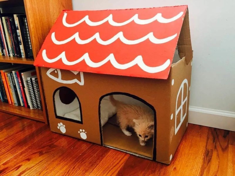 Домик из коробок для кота