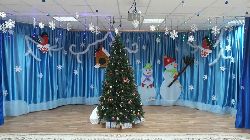 Украшение зала на новый год в детском саду