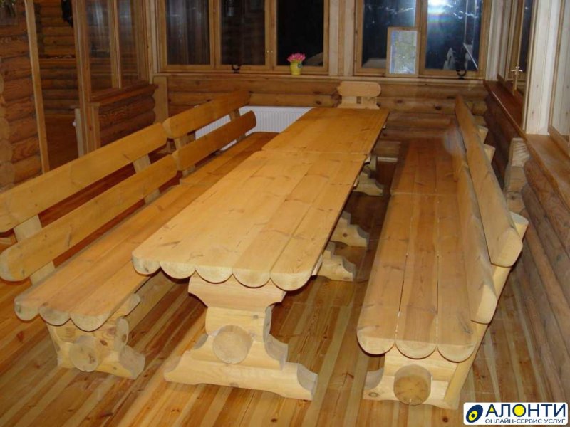 Столы из бревна