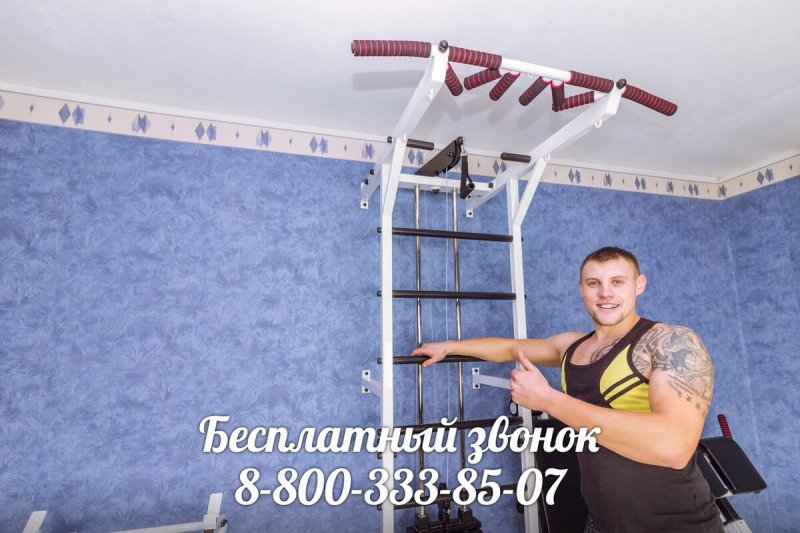 Усиленная шведская стенка с блочным тренажером