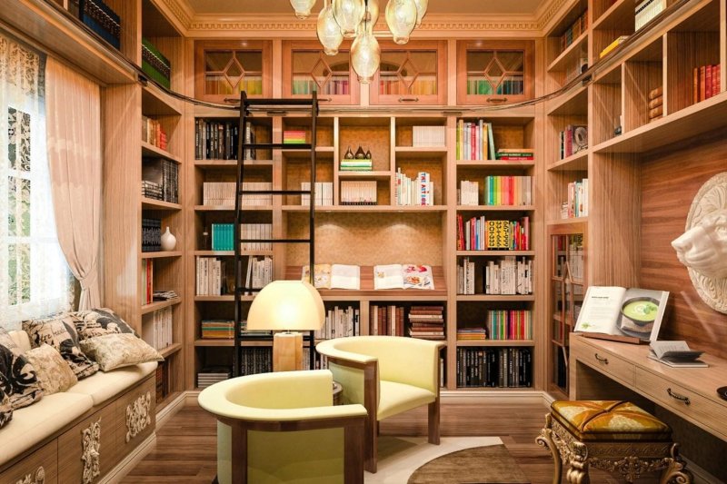 Комната с книжными полками