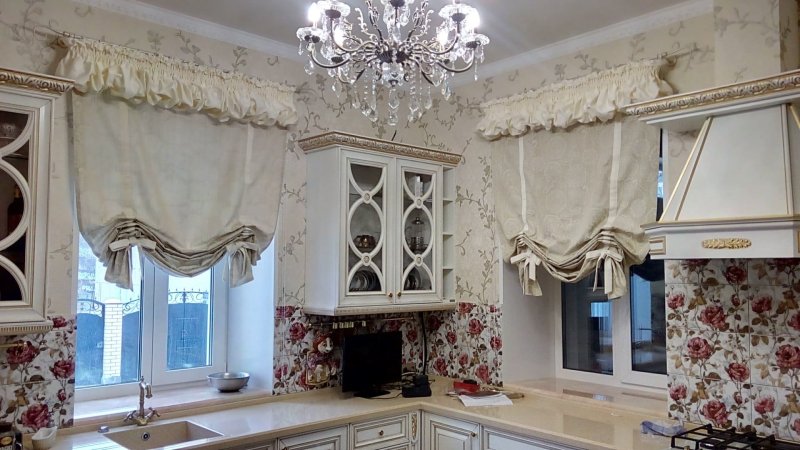Шторы для кухни в стиле прованс и кантри