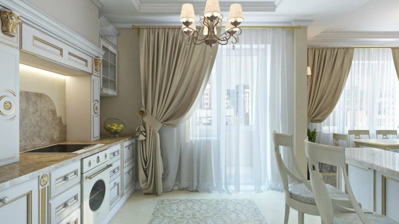 Шторы для бежевой кухни