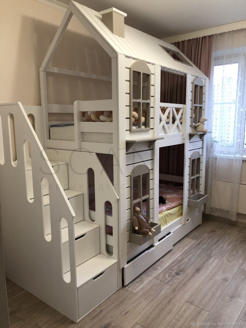 Двухъярусная кровать домик