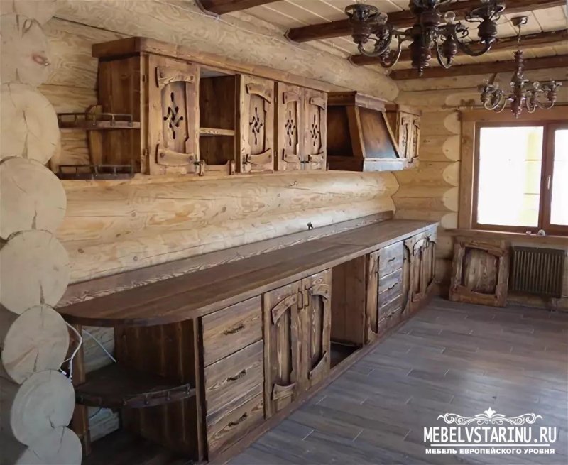 Кухня из дерева под старину