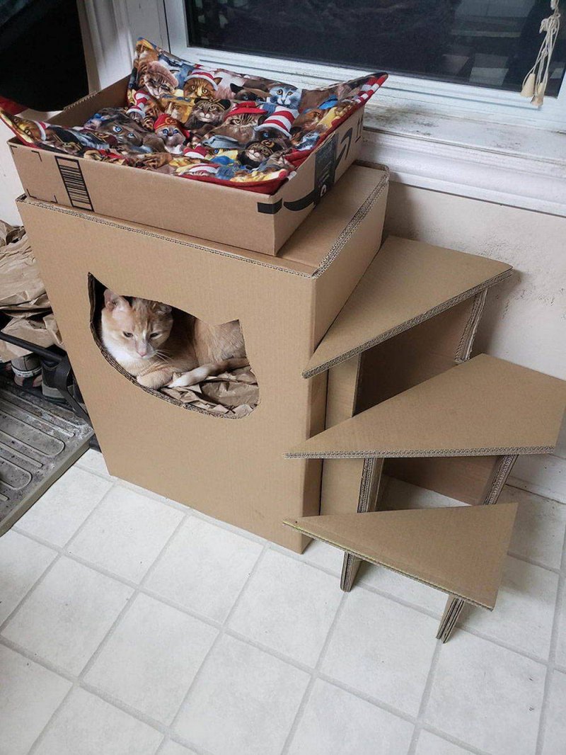 Домик для кошки из коробок