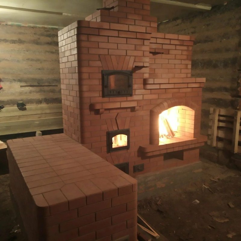 Русская печь с камином